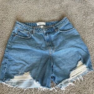 Abercrombie & Fitch Light Blue Distressed Denim Shorts